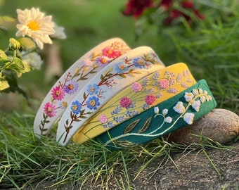 Floral Embroidered Headband, Linen Turban, Spring Summer Hair Accessories, Cute Embroidery Hairband, Ariella Collection