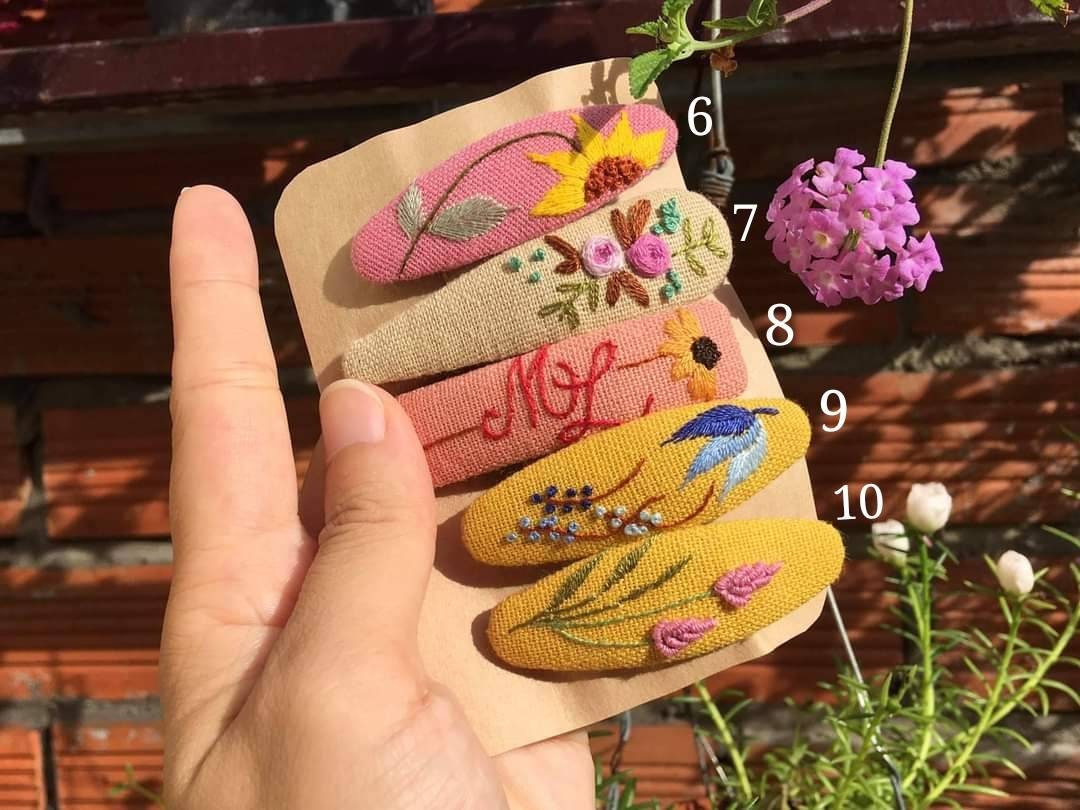 Floral Embroidered Hair Barrettes for Women Girl, Spring Summer ...