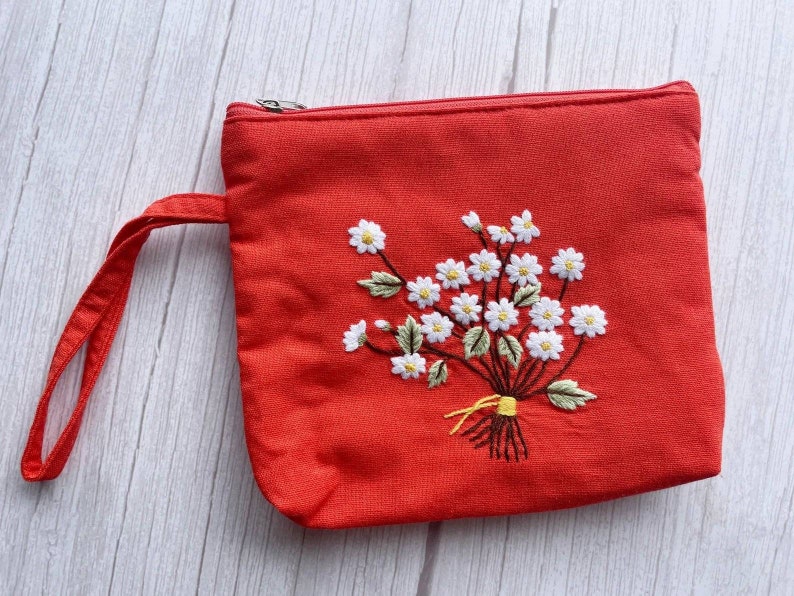 Flower Embroidered Make up Pouch Floral Cosmetics Bag for Etsy