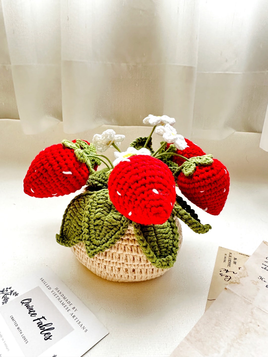 Crochet Strawberry Pot Flower Pot Mini Flower for Dollhouse - Etsy
