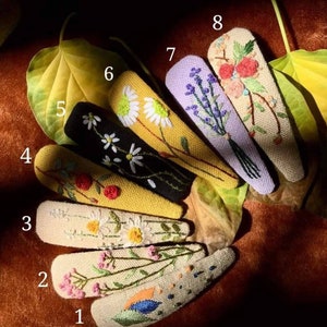 Floral gestickte Haarspangen für Frauen Mädchen, gestickte Haarspange, Blumen Snap Clips, handgemachte Haarspangen, Geschenk für sie