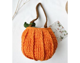 Crochet Pumpkin Bag, Trick or Treat Candy Tote, Halloween Accessory