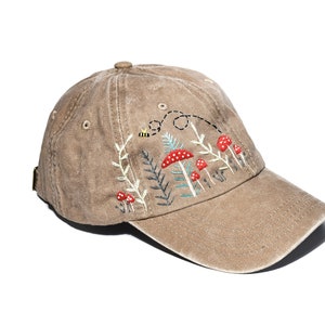 Flower Hand Embroidered Baseball Cap, Hand Embroidered Flower Hat, Custom Embroidered Hat, Summer Cap, Gift For Her