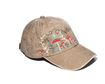 Flower Hand Embroidered Baseball Cap, Hand Embroidered Flower Hat, Custom Embroidered Hat, Summer Cap, Gift For Her