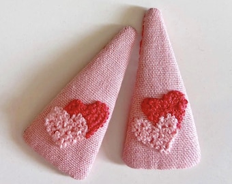 Valentine's Heart Embroidered Hair Barrettes For Women Girl, Embroidered Hair Clip, Flower Snap Clips, Handmade Hairclip