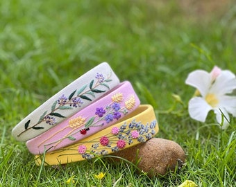 Floral Embroidered Headband, Linen Turban, Spring Summer Hair Accessories, Cute Embroidery Hairband, Callie  Collection