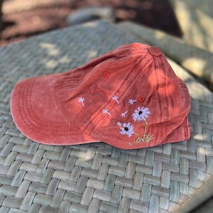 Hand-Embroidered Dandelion Baseball Cap, Hand Embroidered Flower Hat, Custom Embroidered Hat, Summer Cap, Gift For Her
