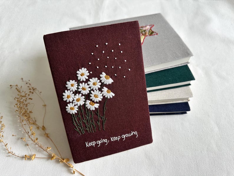 Handmade Notebook With Cute Embroidery & Inspirational Quote, Unique ...