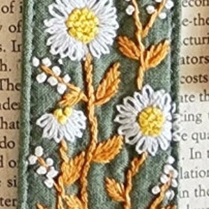 Floral Embroidered Bookmark, Cute Handmade Flower Bookmark, Linen Hand Embroidered Bookmark, Unique Gifts For Book Lovers image 6