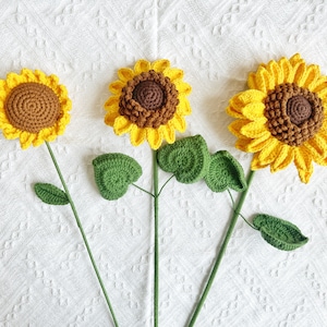 Handmade Finished Crochet Sunflower In 3 Sizes, Anniversary Gift, Crochet Flower Bouquet, Housewarming Gift, Home Decor, Crochet Art