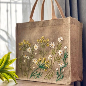Handbestickte Tasche, süße Markttasche, umweltfreundliche Einkaufstasche, ästhetische Tasche, handgemachte Tasche