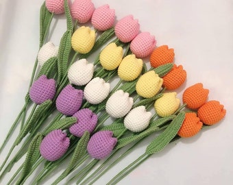 Handmade Finished Crochet ROUND Tulips Flower, Crochet Bouquet, Wedding Bouquet, Anniversary Gift, Housewarming Gift, Crochet Art