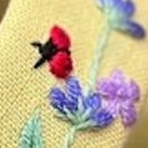 Floral Embroidered Headband, Linen Turban, Spring Summer Hair Accessories For Girls, Cute Embroidery Hairband, Jasmine Collection 5. Ladybug (Yellow)