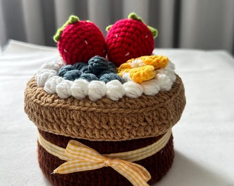 Crochet Chocolate Birthday Cake Box, Cute Storage Box