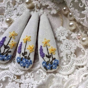 Lavender Baby Breath Pearl Embroidered Hair Barrettes For Women Girl, Embroidered Hair Clip, Flower Snap Clips, Handmade Hairclip 2. Lavender Garden