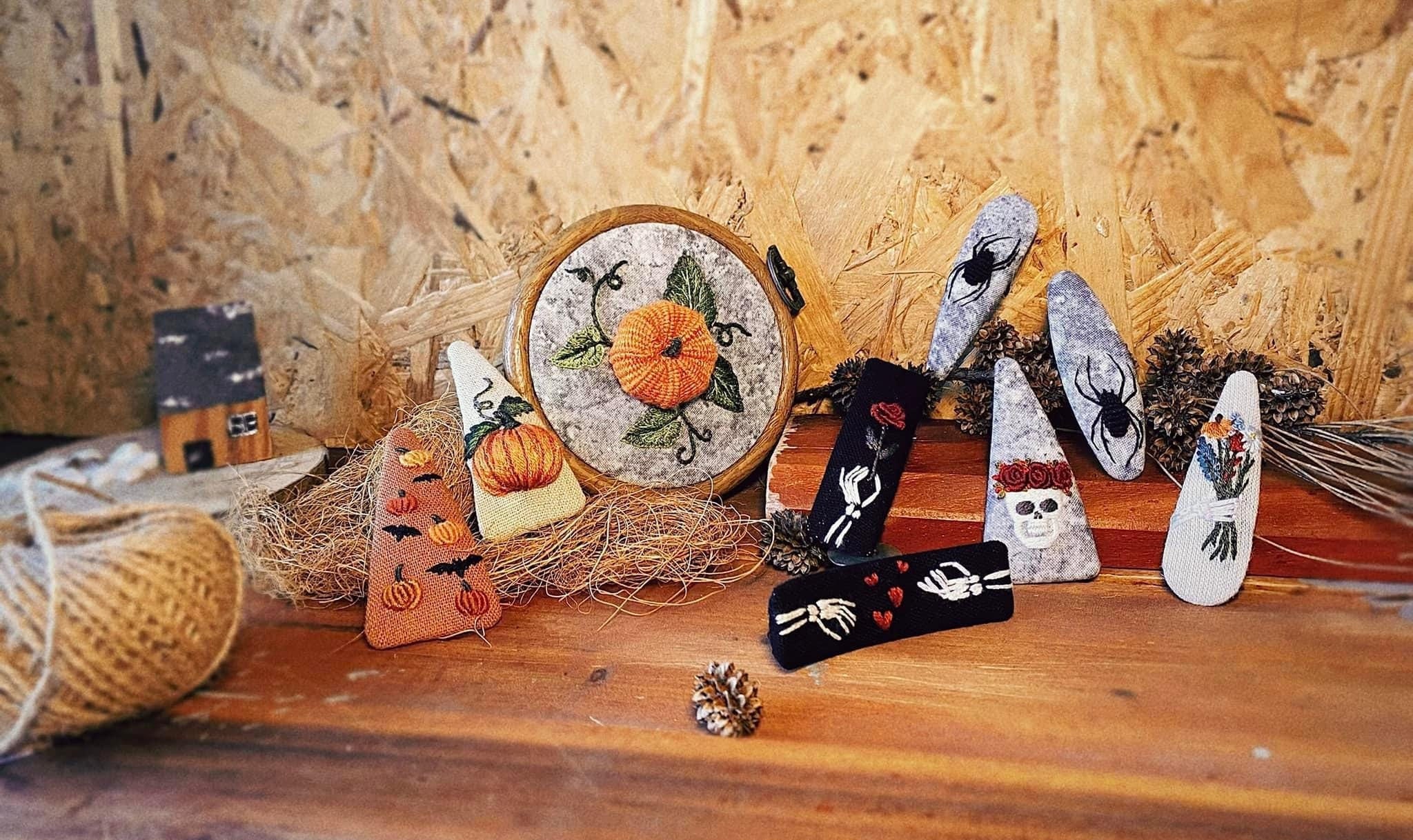 Halloween-Haarspangen Für Mädchen – 6 Stück Mit Kürbis, Fledermaus & Schleifen, Schwarz/orange/lila