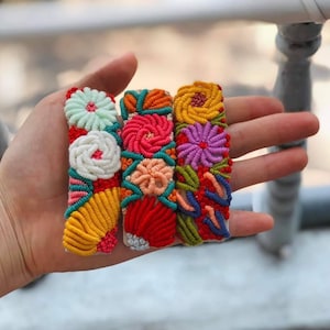 Full Floral Embroidered Hair Barrettes For Women Girl, Handmade 3D Embroidered Hairclip, Tropical Mexican Style Snap Clips, Gift For Her