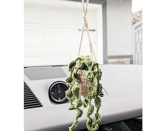 Crochet Succulent, Handmade Car Mirror Hanging Car, Car Decor Plants Flowers, Car Accessories For Women, Gift For Drivers, Mother's Day Gift