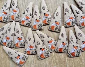 Fox Embroidered Hair Barrettes For Women Girl, Embroidered Triangle Hair Clip, Animal Snap Clips, Handmade Hairclip, Gift For Her