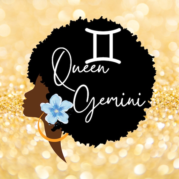 Queen Gemini, African Women, Zodiac Sign SVG, Horoscope SVG Png, Cricut, Silhouette, SVG, Gemini Sign Svg T-Shirt Graphics, Digital Download