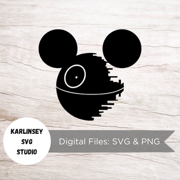 Death Star Mickey, SVG, PNG, cut file, digital download, castle, magic, minnie, star wars, empire, diy, craft, silhouette, cricut, vader