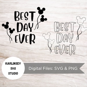 Najlepszy dzień w życiu Mickey Balloon Bundle, SVG, PNG, plik do cięcia, sylwetka, cricut, pobieranie cyfrowe, magia, zamek, myszka miki, minnie, rzemiosło