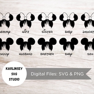 Mickey Minnie Family Bundle, SVG, vinyl cut file, digital download, silhouette, cricut, cutting machine, cut files, magical, castle, family