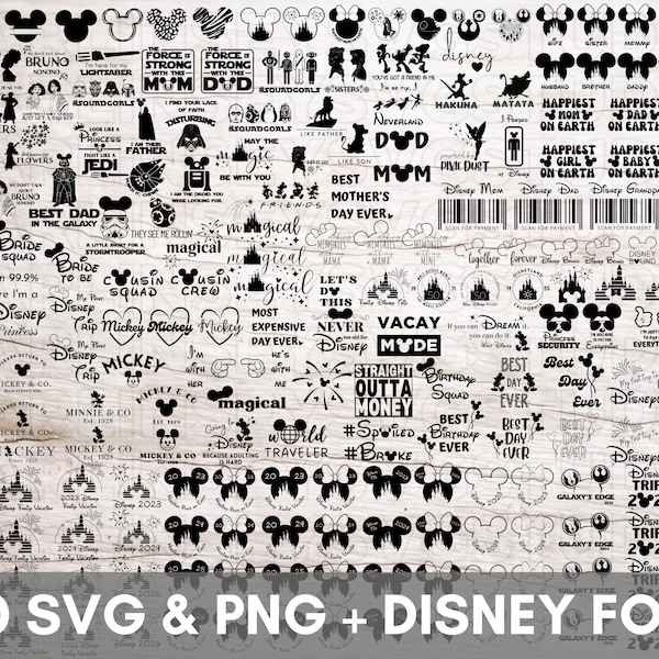 210 SVG, PNG, Best Seller Bundle, 2023, 2024, 2025, 2026, Mouse Font ttf file, Mickey, Minnie, silhouette, cricut, vinyl cut files, digital