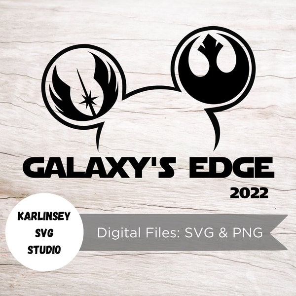 Galaxy's Edge 2022, SVG, PNG, cut file, silhouette, cricut, digital download, star wars, rebels, jedi order, mickey, minnie, magic, castle