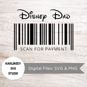 Scannen op betaling, papa, magie, SVG, PNG, geknipt bestand, silhouet, cricut, digitale download, mickey, minnie, vaderdag, ik ben hier gewoon om te betalen