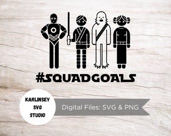 Star Wars Squad Goals, SVG, PNG, cut file, silhouette, cricut, mickey, luke skywalker, c3p0, chewbacca, princess leia, digital download