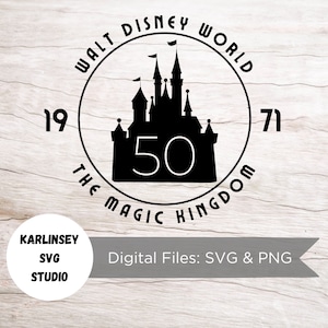 The Magic Kingdom, SVG, PNG, cut file, Orlando, 50th anniversary, 1971, castle, magic, silhouette, cricut, digital, minnie, mickey, retro