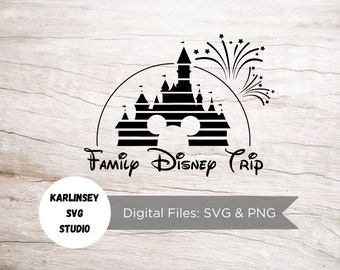 SVG, PNG, cut file, family trip, vacation, castle, mickey, minnie, magic, fireworks, silhouette, cricut, DIY, craft, digital download