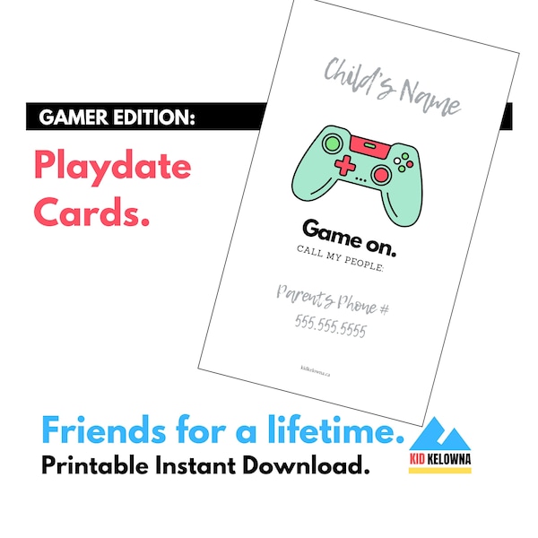 Playdate Cards: Gamer Edition, Charming Contact Cards for Kids