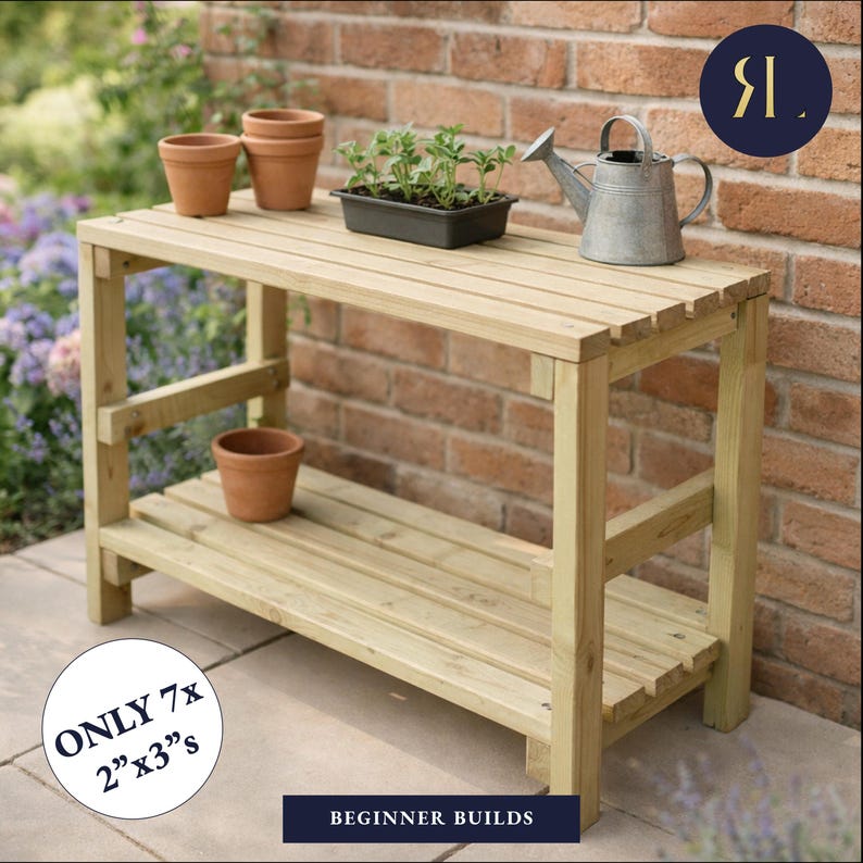 3 Step Potting Bench Plans | Beginner Garden Table (PDF Download) - Etsy
