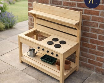 Kids Mud Kitchen Plans | Beginner Friendly Outdoor Play Woodworking PDF