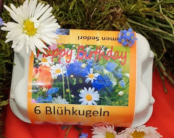 personalisierbares Geburtstagsgeschenk Blühkugeln Blumensamen, Freundin. Nachbarin, Lehrer, Papa