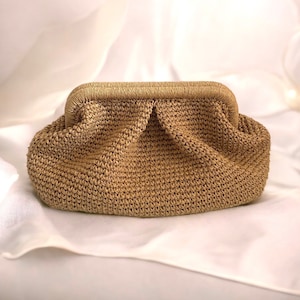 Crochet Raffia Clutch: Handmade Straw Pouch Bag