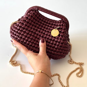 Burgund gewebte Leder Beutel Top Griff Geldbörse Clutch Taschen | Kleine Hochzeit Clutch Tasche | Weinrot