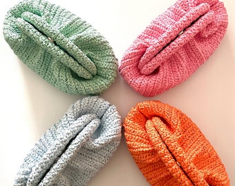 Crochet Raffia Bag Colorful Pouch Clutch Bag.Knitted Cloud Bag.Fashion Oversize Handbag.Crochet Summer Bag.Christmas Gift for Woman.Tote Bag