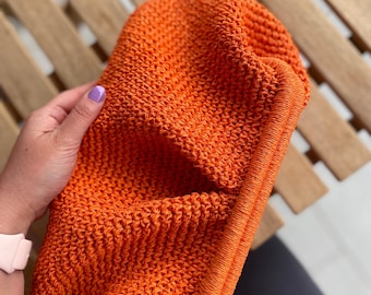 ORANGE, Evening Crochet Pouch Bag, Woven Clutch Bag, Beach Tote Bag, Customizable Bag, Handmade Gift