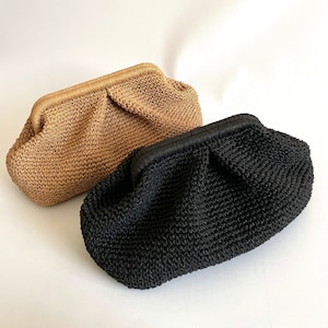 Handmade Paper Rope Clutch: Tan Knitted Summer Bag