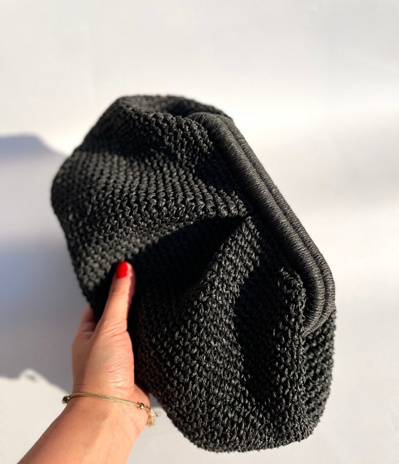 Crochet Raffia Pouch Clutch Bag Womens Straw Summer Pouch Etsy