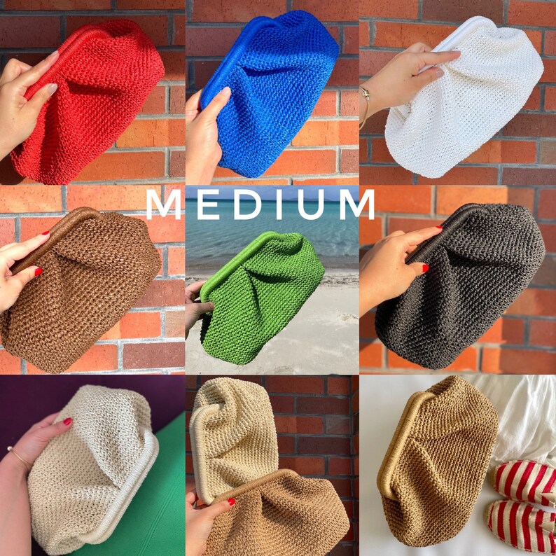 Crochet Raffia Pouch Clutch Bag Womens Straw Summer Pouch Etsy