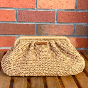 Gehäkelte gewebter Beutel Handtasche | Stroh Strand Hochzeit Brautjungfer Clutch | Handgemachtes Geschenk