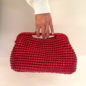 Rot Metallic Beutel Hochzeit Clutch Handtasche | Leder Henkeltasche Vegan | Geschenk für sie
