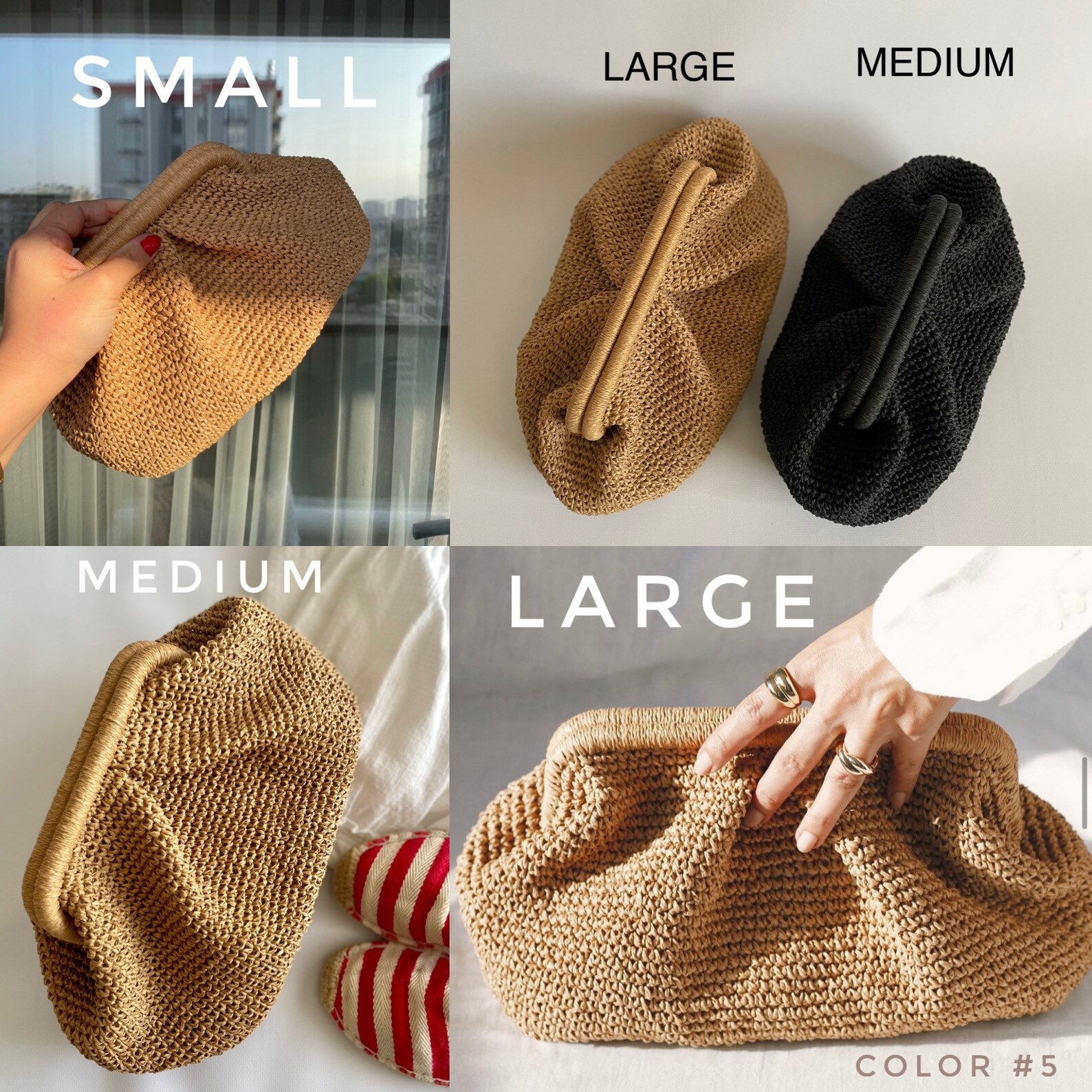 Crochet Raffia Pouch Clutch Bag Womens Straw Summer Pouch Etsy