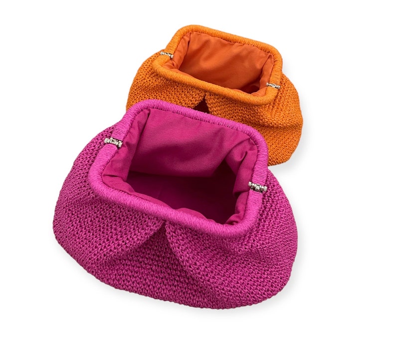 Crochet Raffia Pouch Clutch Bag Womens Straw Summer Pouch Etsy