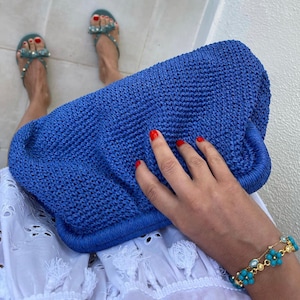 Straw Clutch Bag / Beach Pouch Bag / Raffia Bag/ Natural HandKnitted Clutch/ Crochet Raffia Bag/ Handmade Clutch