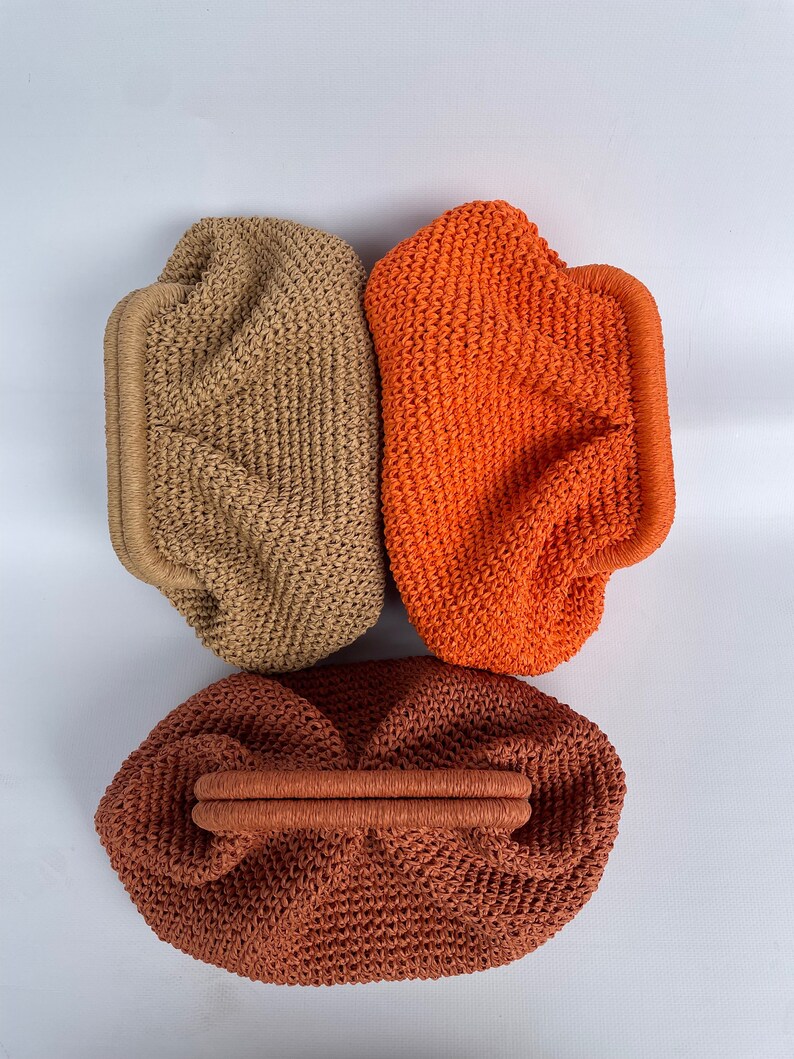 Crochet Raffia Pouch Clutch Bag Womens Straw Summer Pouch Etsy